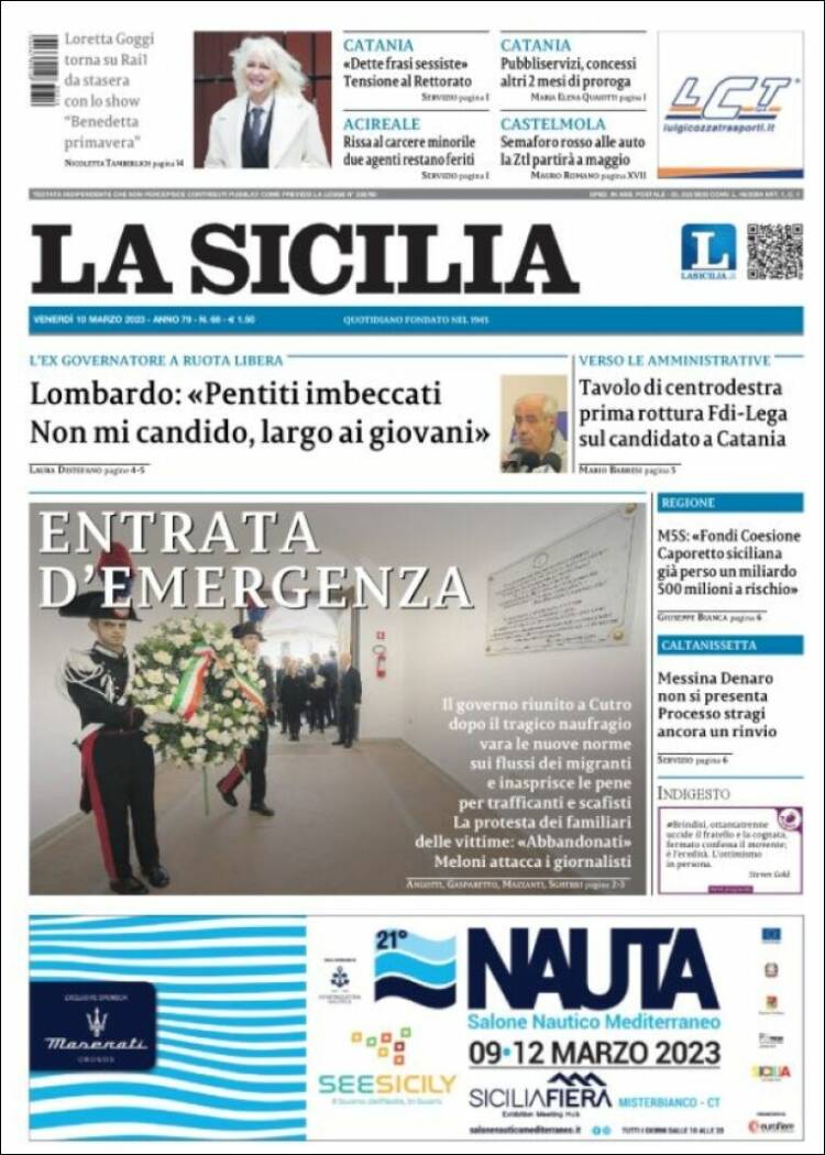 Portada de La Sicilia (Italia)