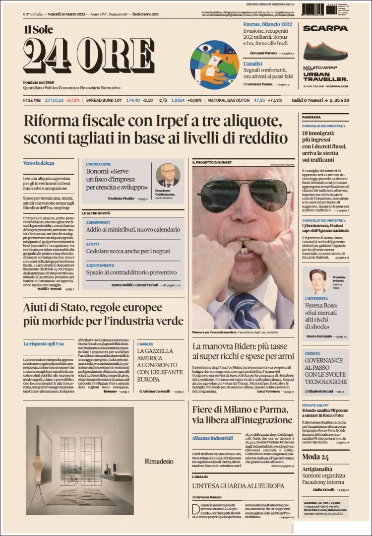Portada de Il Sole 24 ORE (Italia)