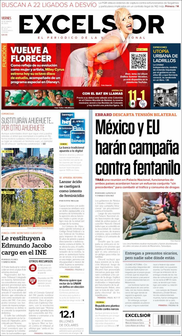 Portada de Excelsior (M&eacute;xico)