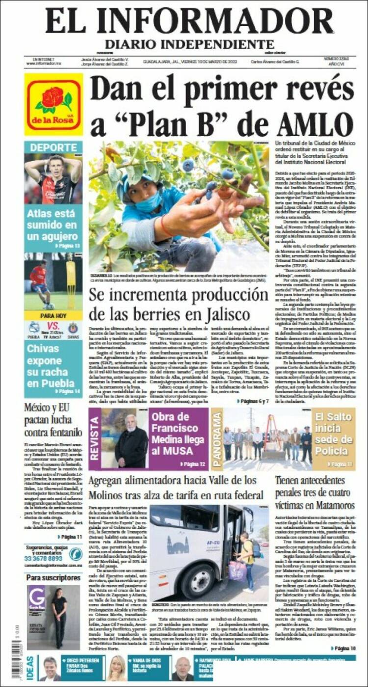 Portada de El Informador (M&eacute;xico)
