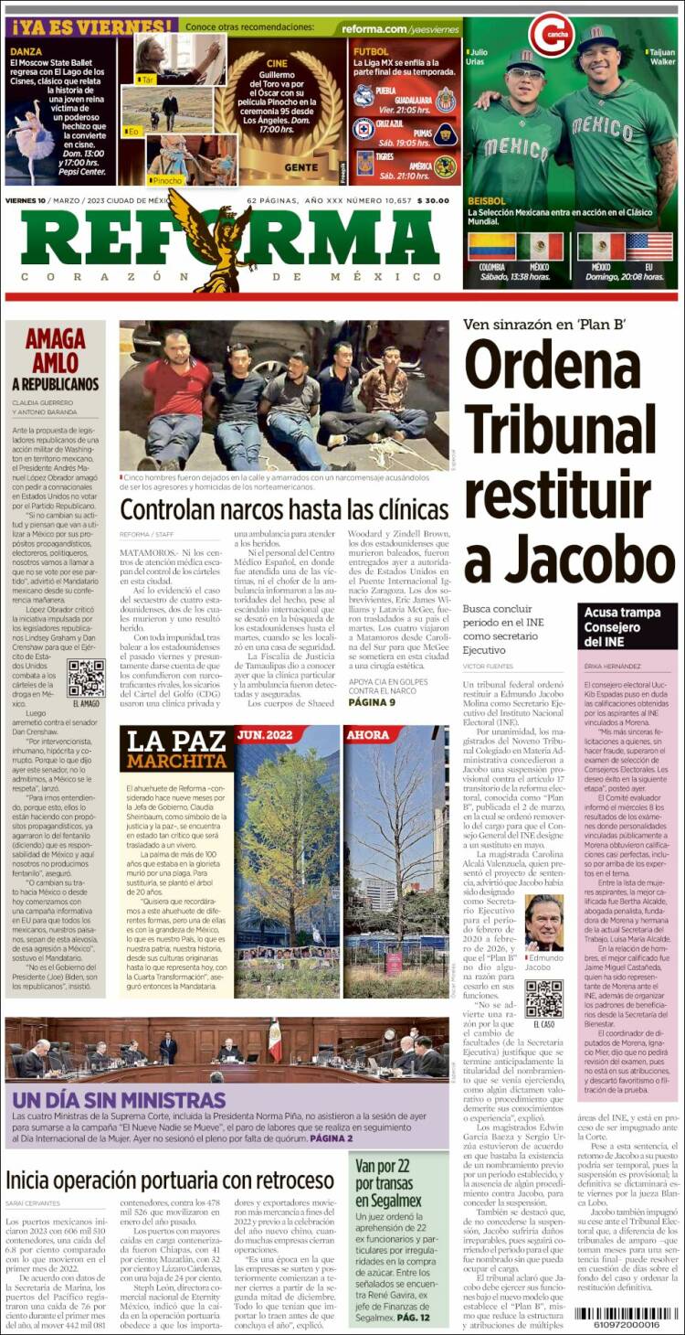 Portada de Reforma (M&eacute;xico)