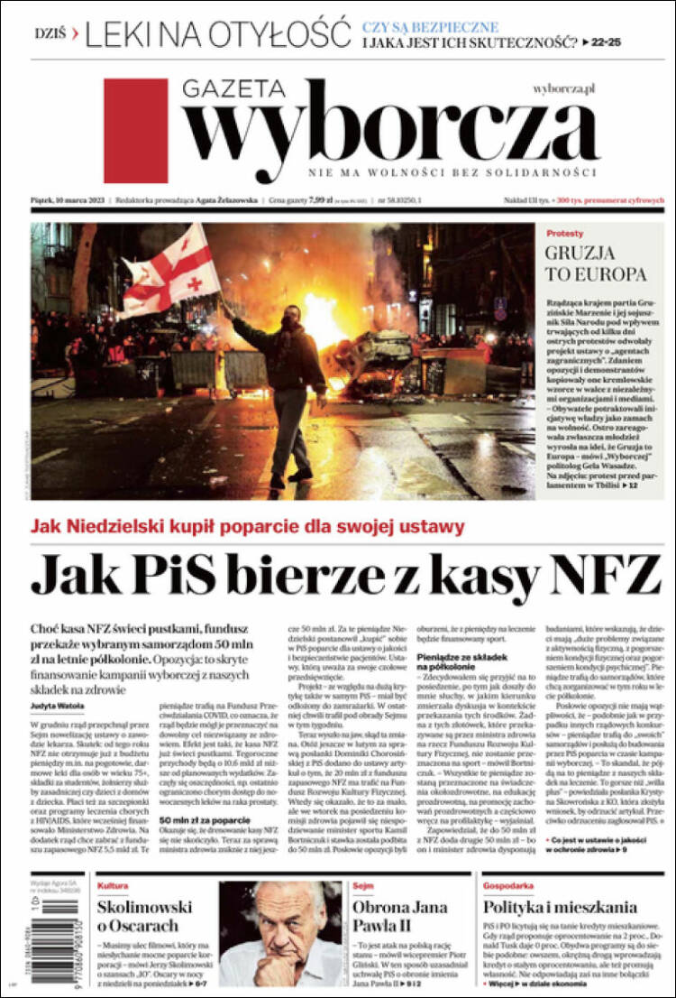 Portada de Gazeta Wyborcza (Polonia)