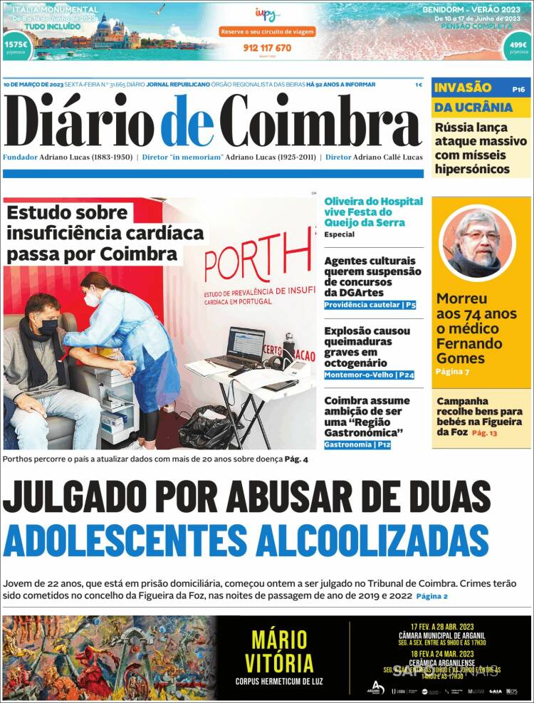 Portada de Diário de Coimbra (Portugal)