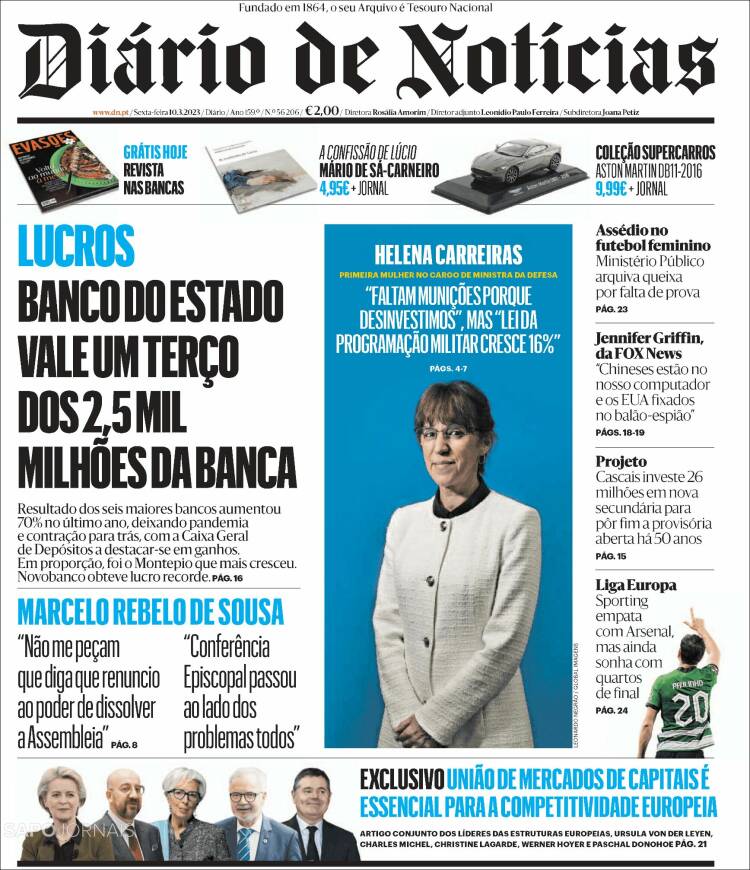 Portada de Diário de Noticias (Portugal)