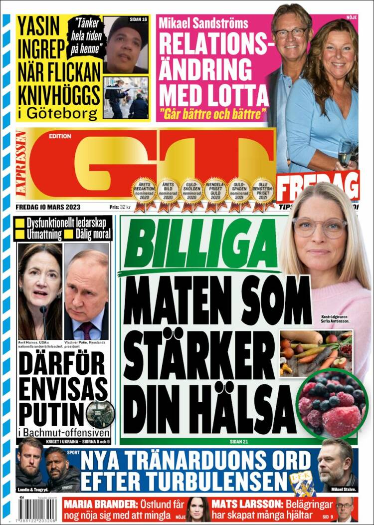 Portada de Göteborgstidningen (Suecia)