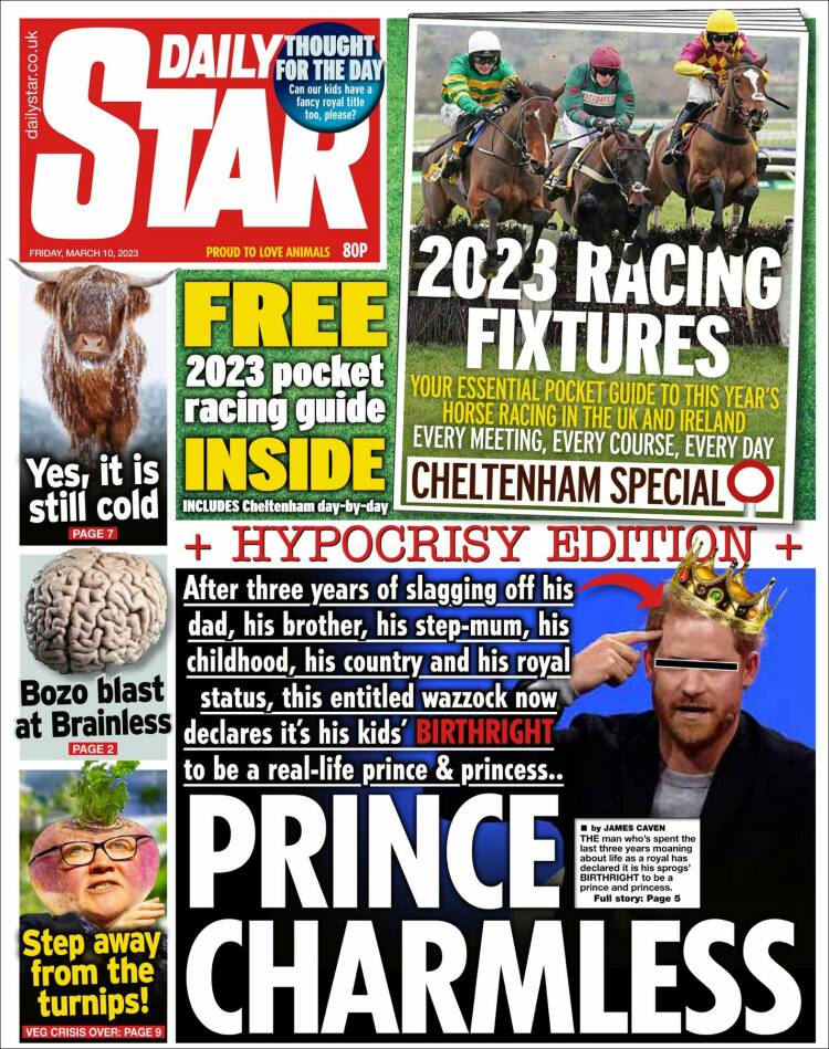 Portada de Daily Star (Reino Unido)