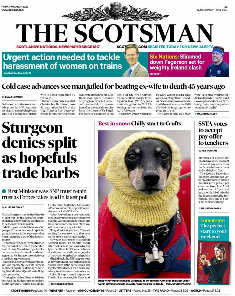 Portada de The Scotsman (Reino Unido)