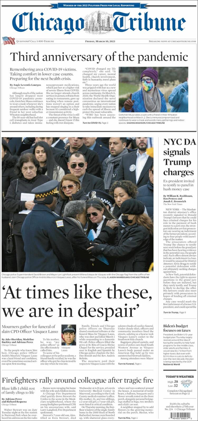 Portada de Chicago Tribune (USA)