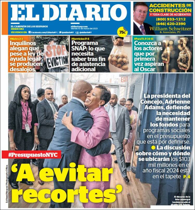 Portada de El Diario NY (USA)