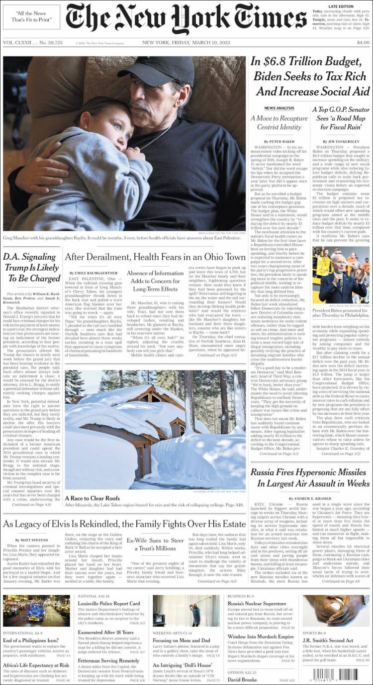 Portada de New York Times (USA)