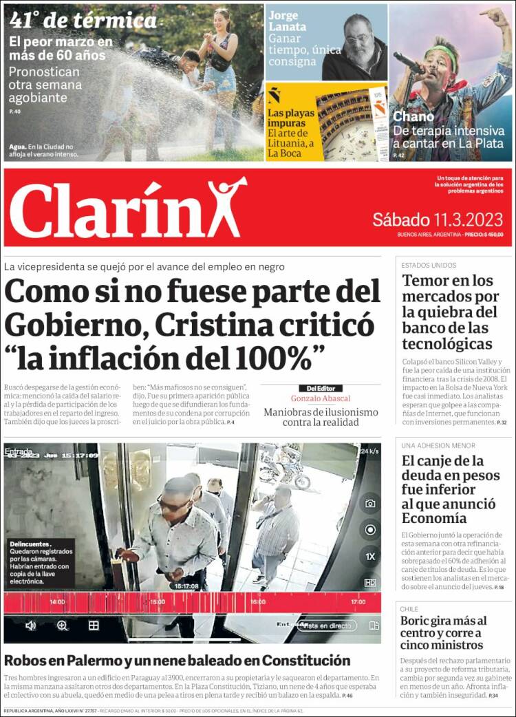 Portada de Clarín (Argentina)