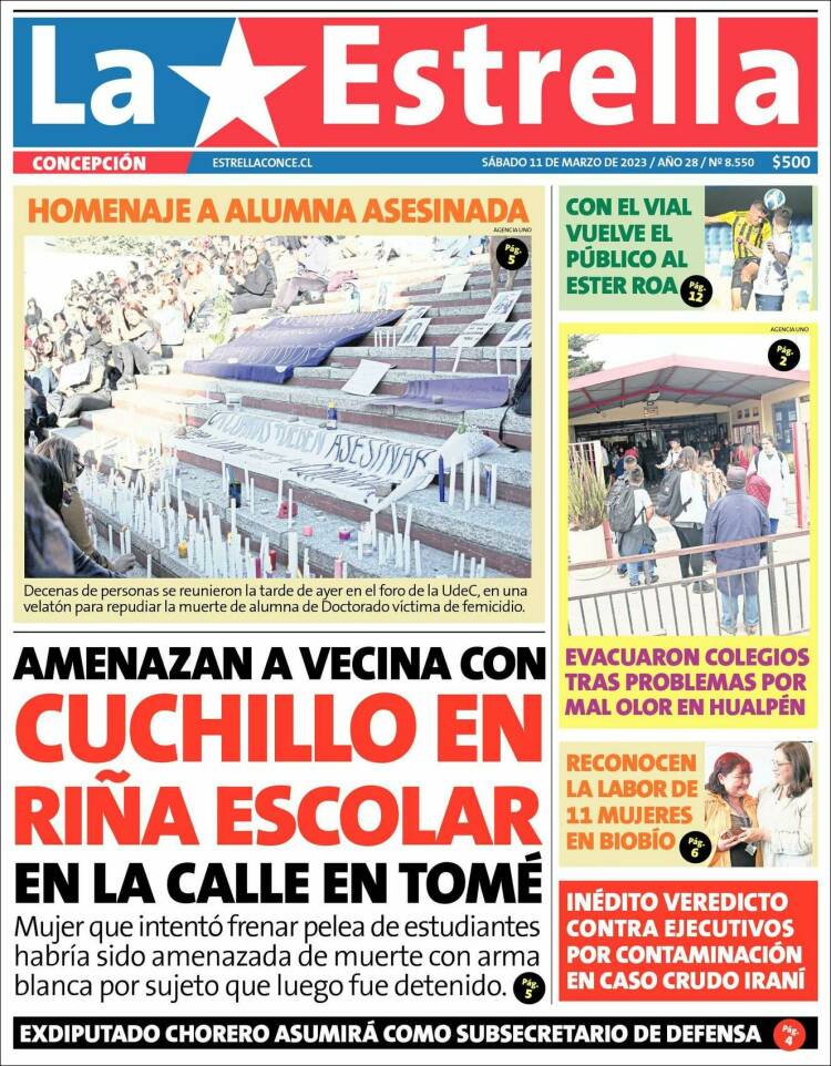 Portada de La Estrella de Concepción (Chile)