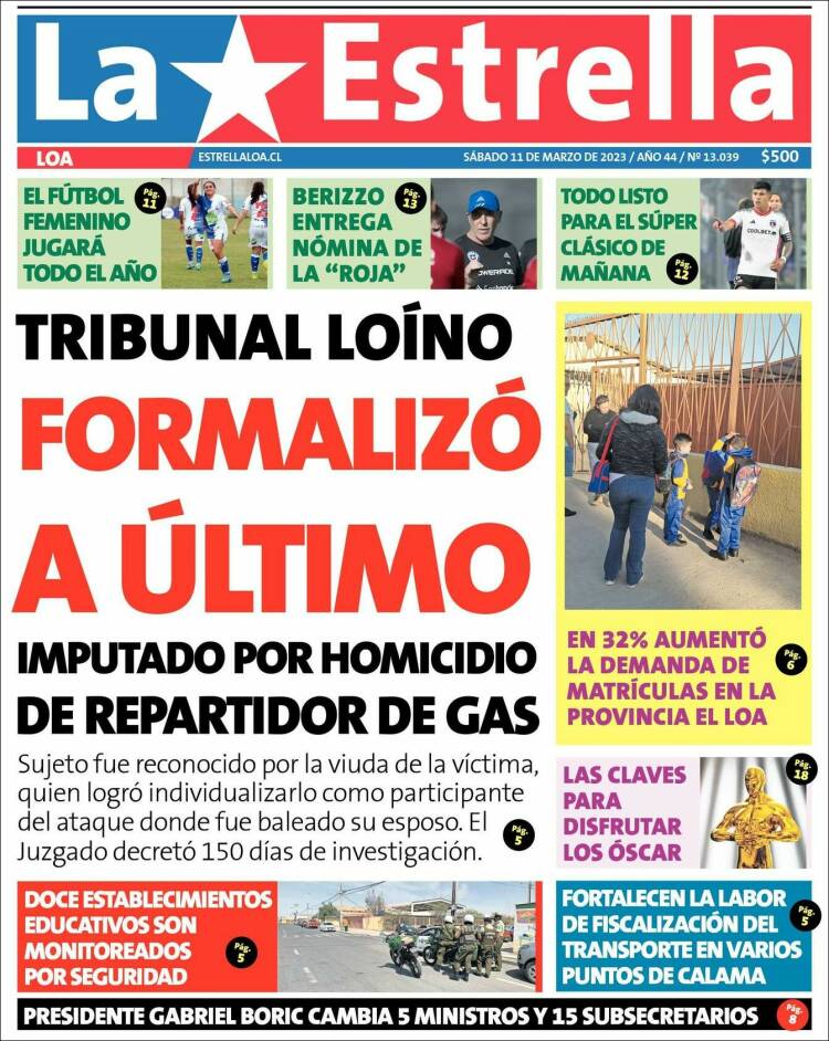 Portada de La Estrella de Loa (Chile)
