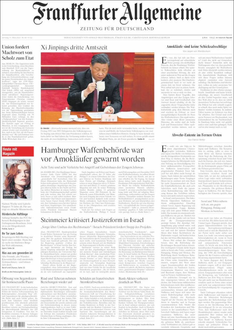 Portada de Frankfurter Allgemeine (Alemania)