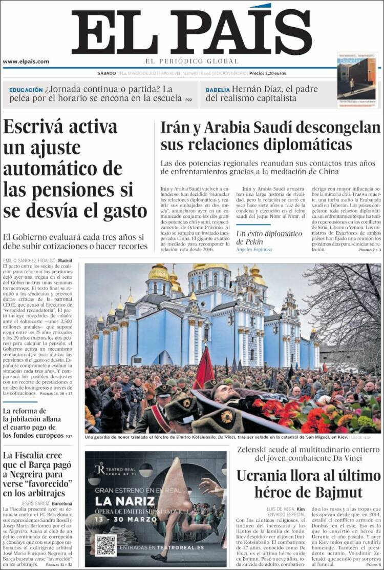 Portada de El País (Espa&ntilde;a)
