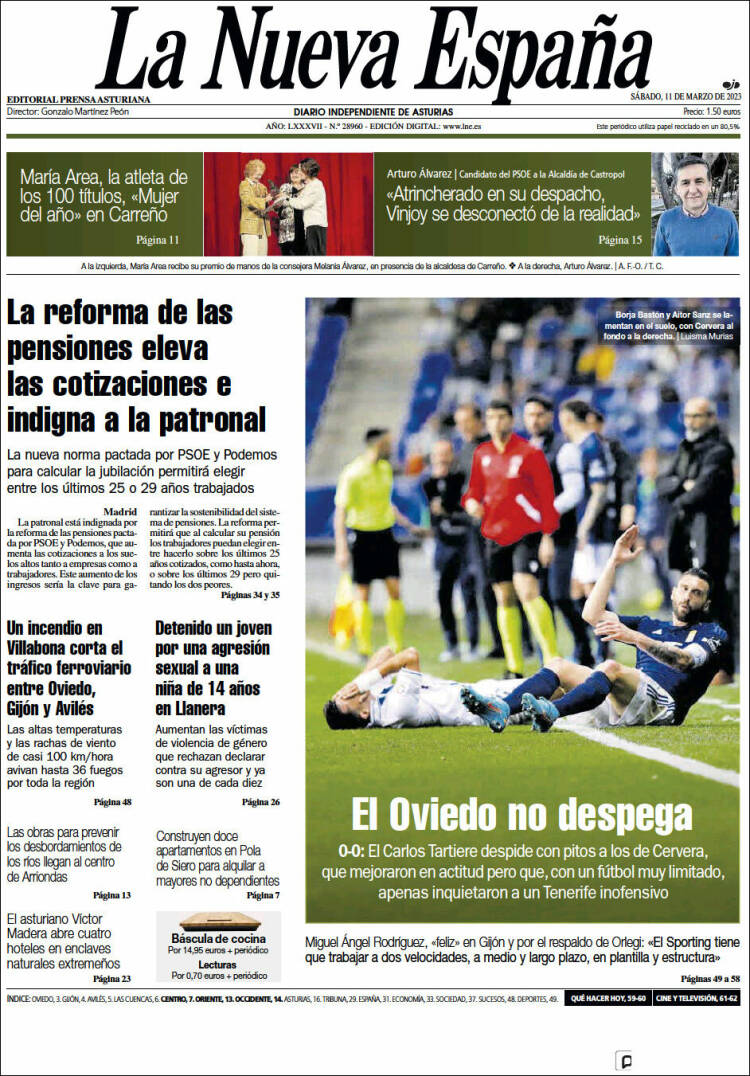 Portada de La Nueva España (Espa&ntilde;a)