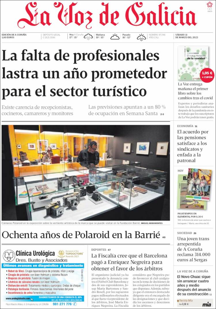 Portada de La Voz de Galicia (Espa&ntilde;a)