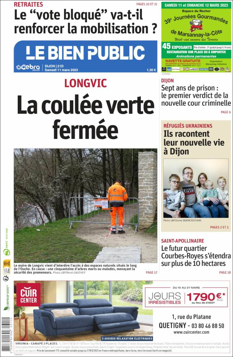 Portada de Le Bien Public (Francia)