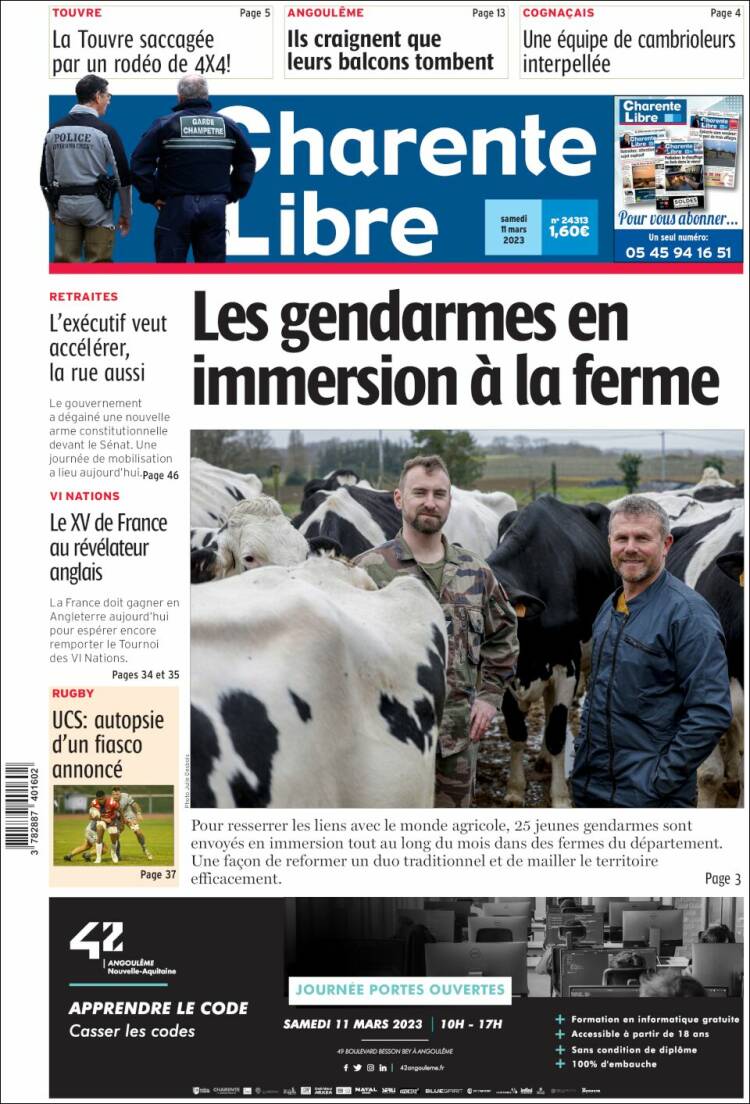 Portada de Charente Libre (Francia)