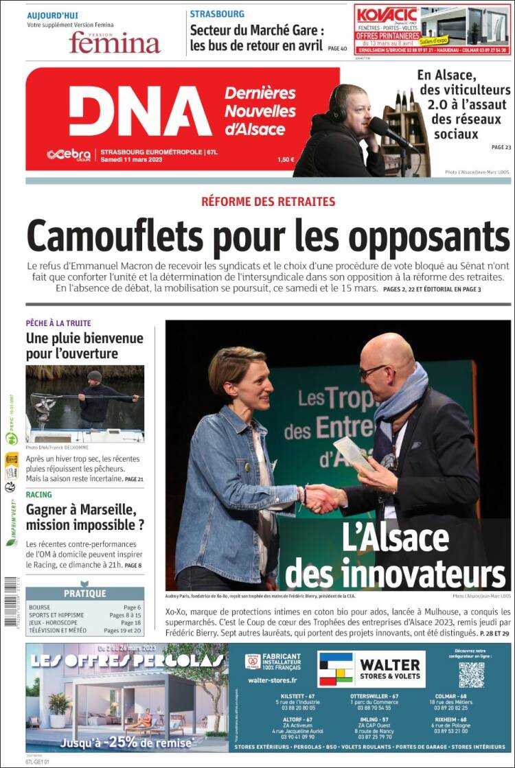 Portada de Les Dernières Nouvelles d'Alsace (Francia)