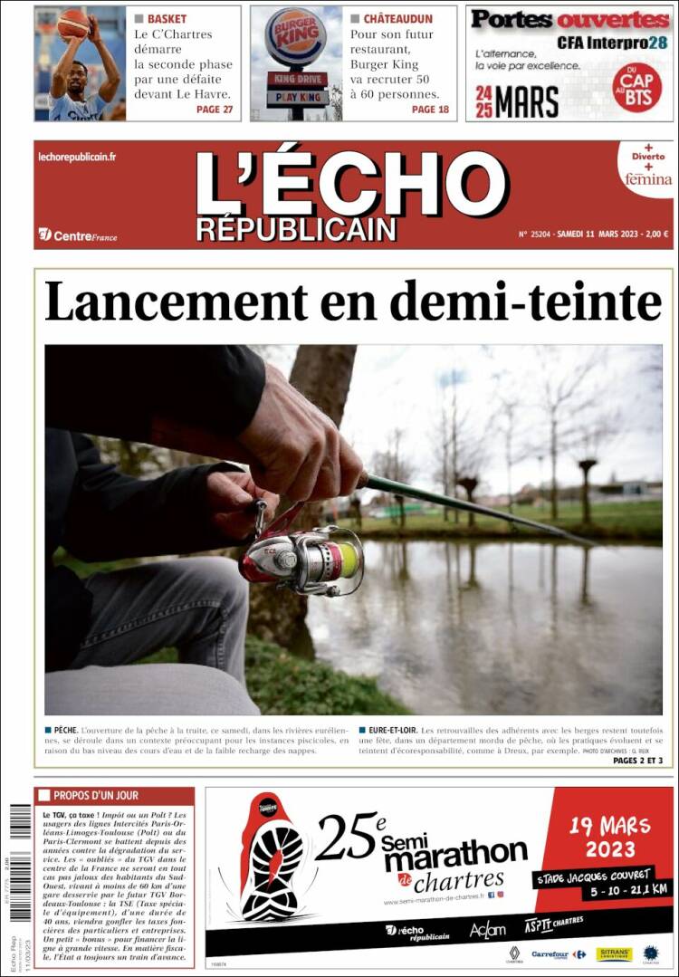 Portada de L'Echo Républicain (Francia)