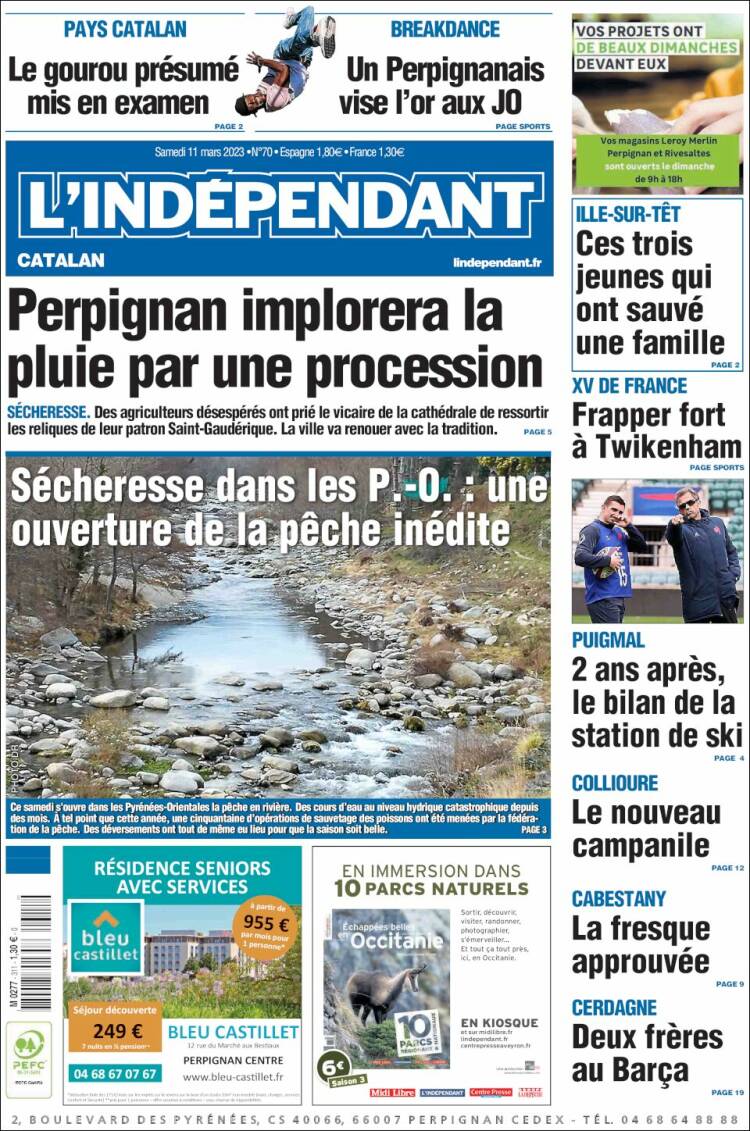 Portada de Le Indépendant (Francia)