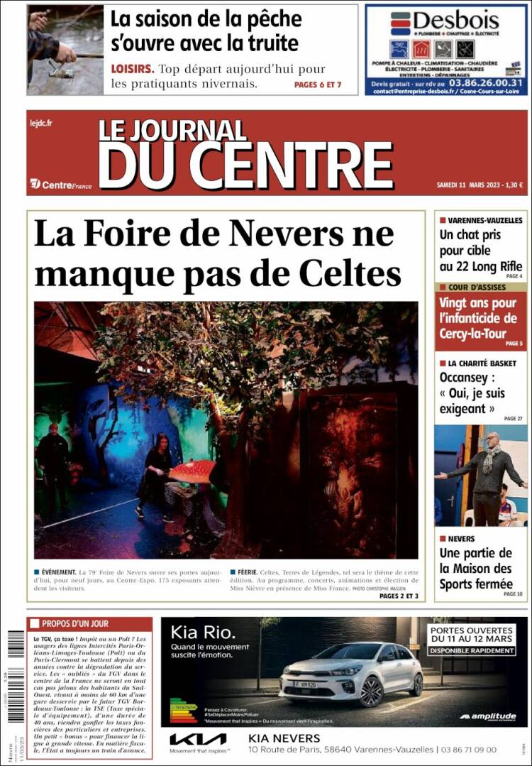 Portada de Le Journal du Centre (Francia)