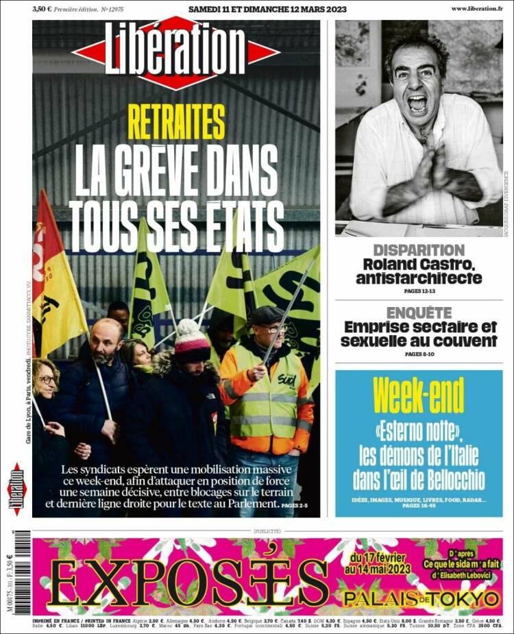 Portada de Libération (Francia)