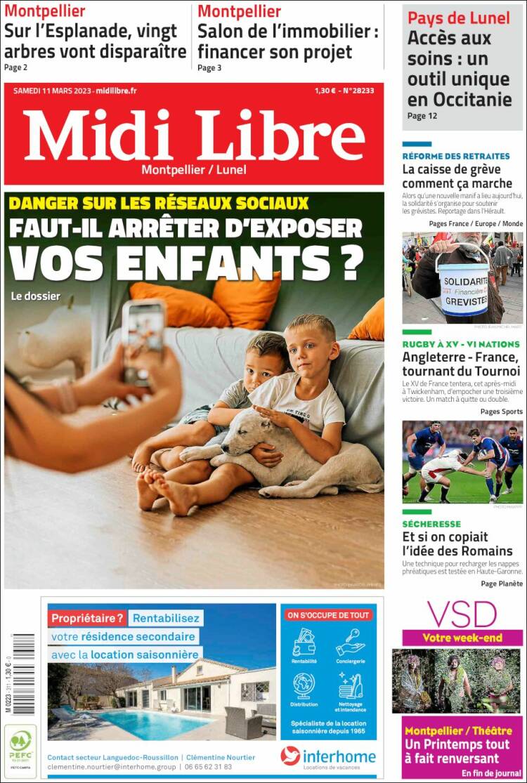 Portada de Midi Libre (Francia)