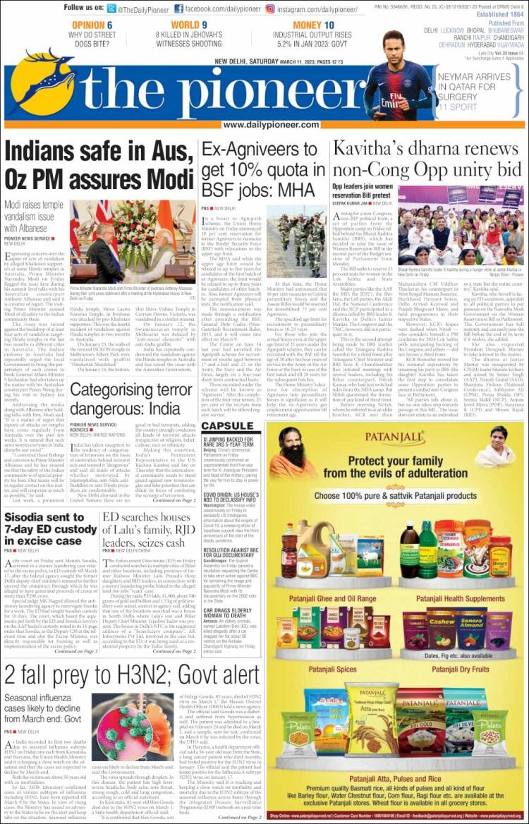 Portada de The Pioneer (India)