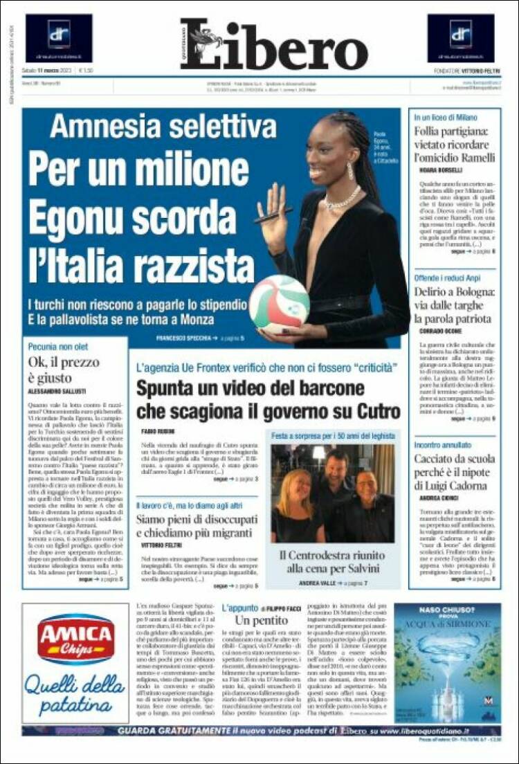 Portada de Libero (Italia)