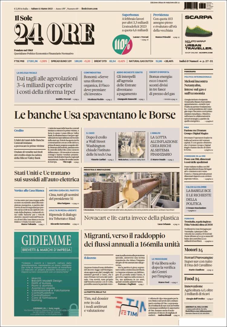 Portada de Il Sole 24 ORE (Italia)