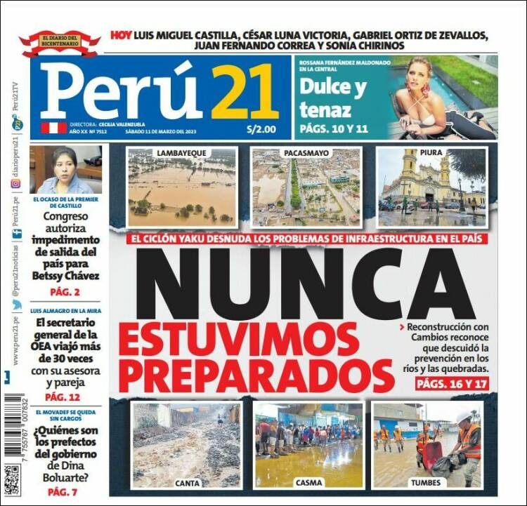 Portada de Perú 21 (Perú)