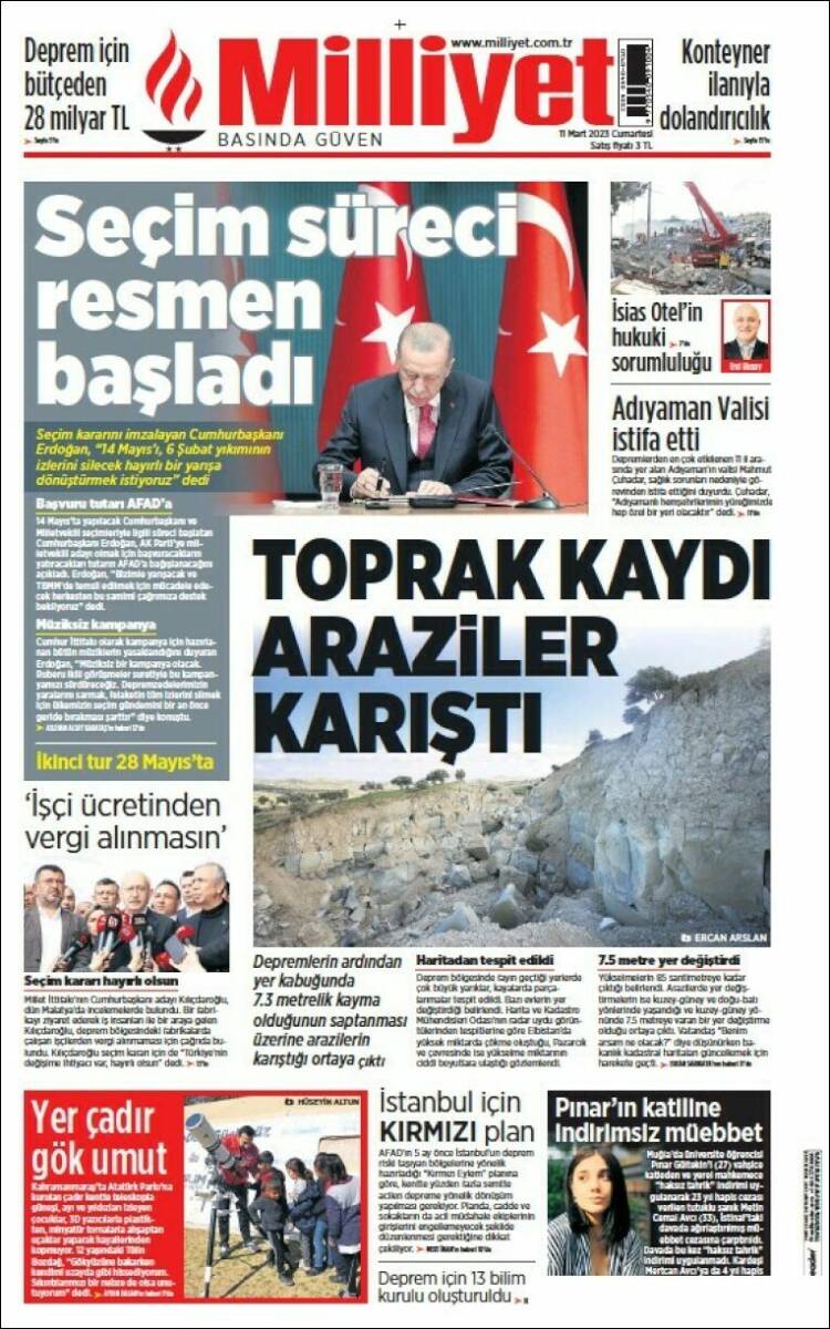 Portada de Milliyet (Turqu&iacute;a)