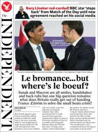 Portada de The Independent (Reino Unido)