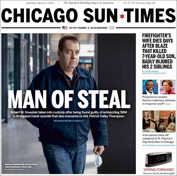 Portada de Chicago Sun-Times (USA)