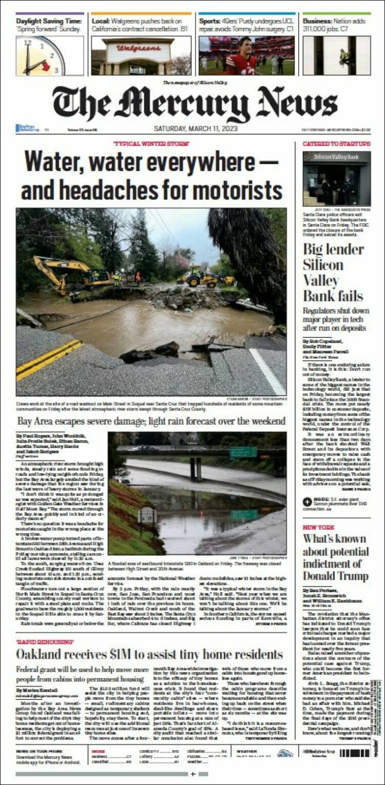 Portada de San Jose Mercury News (USA)