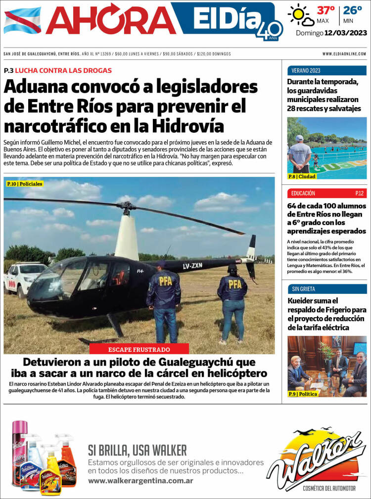 Portada de El Día de Gualeguaychú (Argentina)
