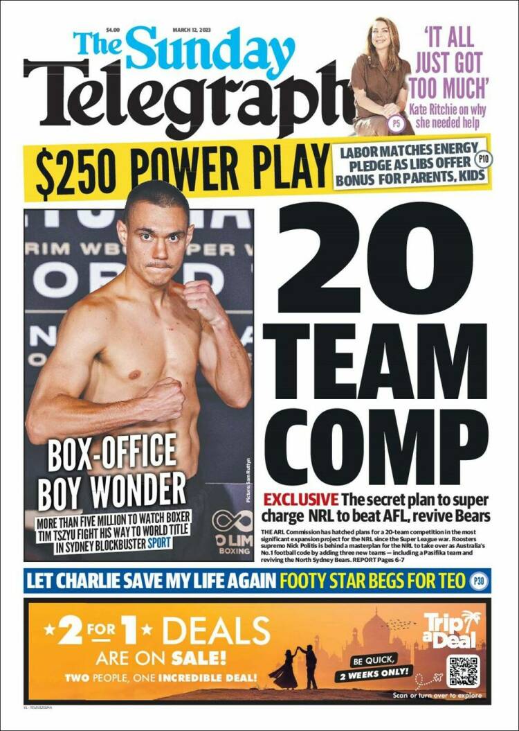 Portada de The Daily Telegraph (Australia)