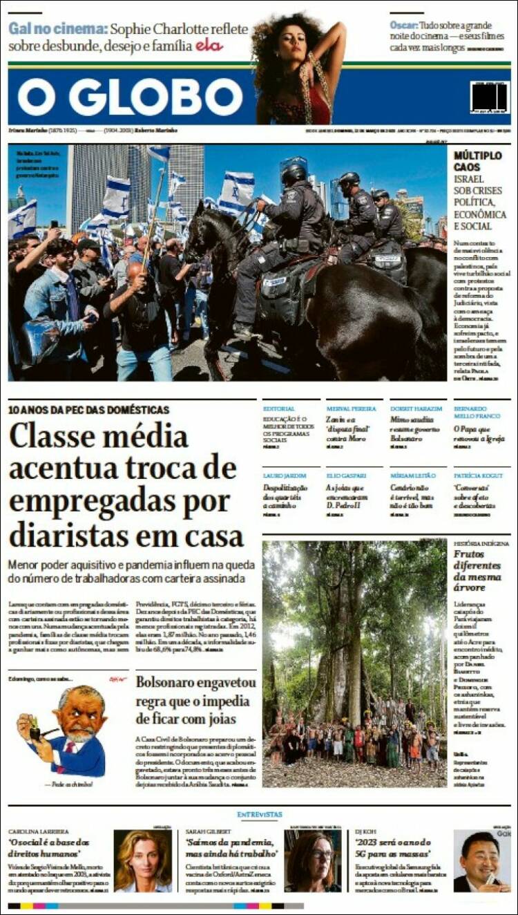 Portada de O Globo (Brasil)