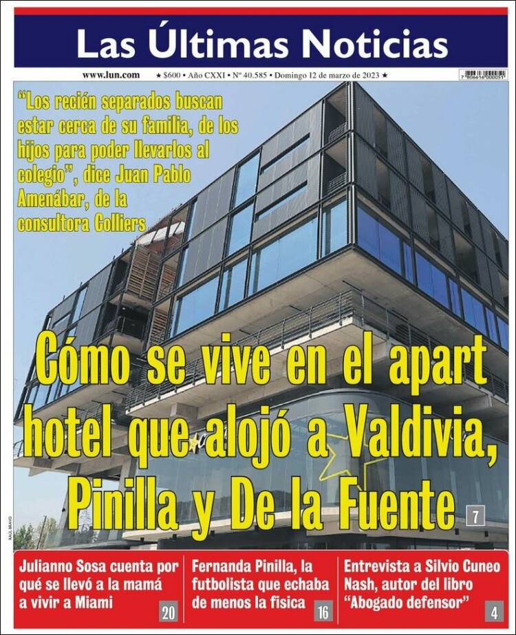 Portada de Las Últimas Noticias (Chile)