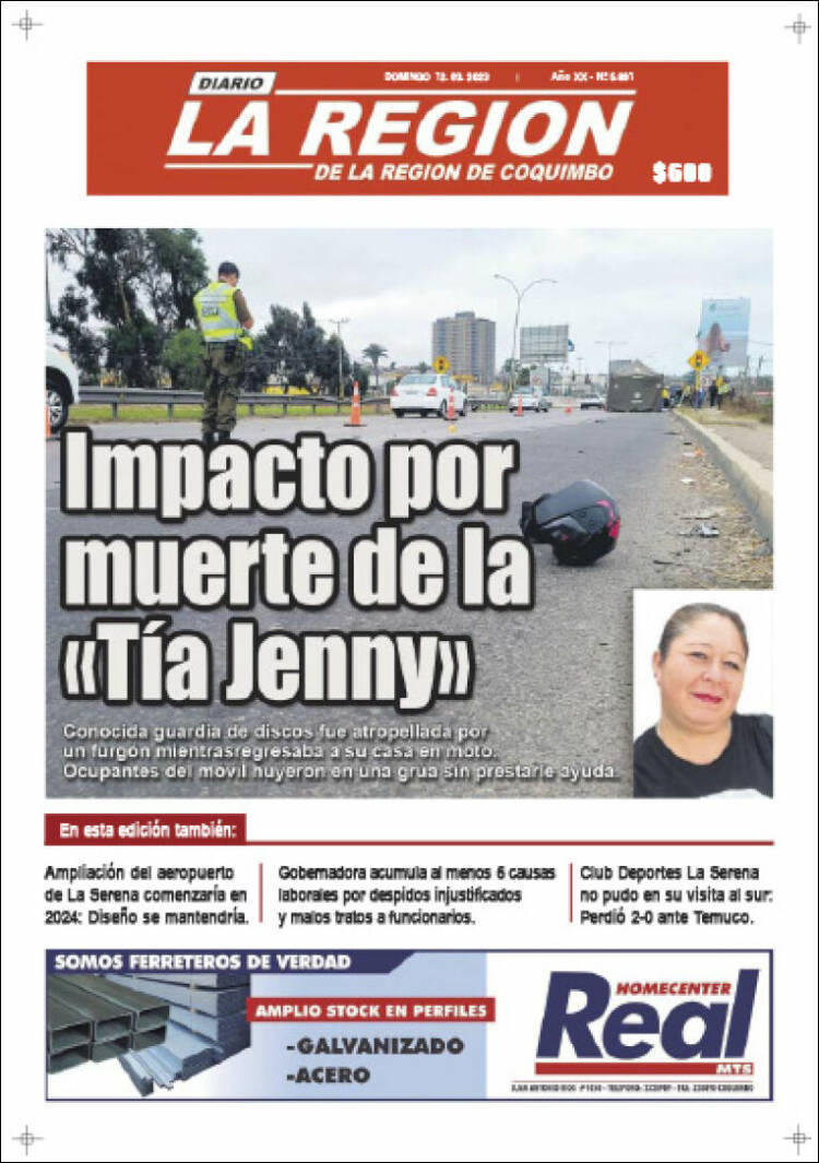 Portada de Diario La Región de Coquimbo (Chile)