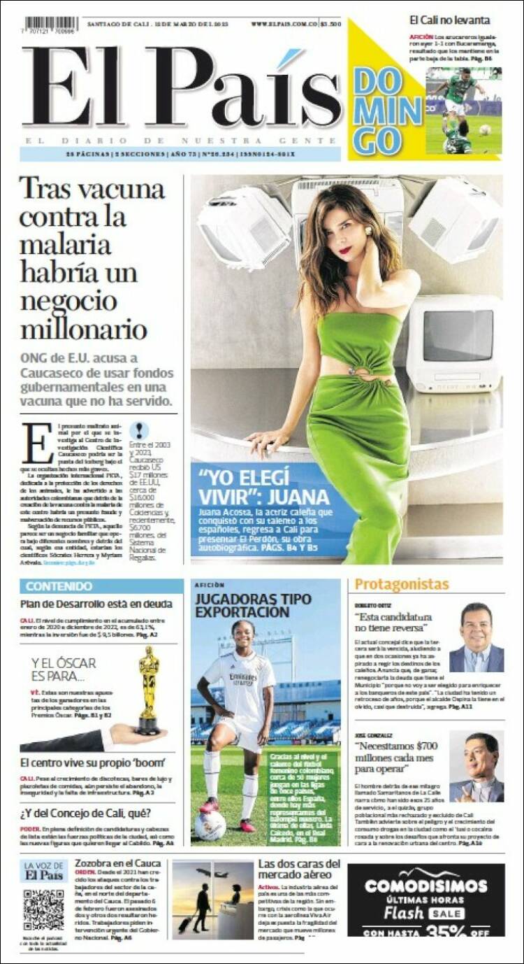 Portada de El País - Cali (Colombia)