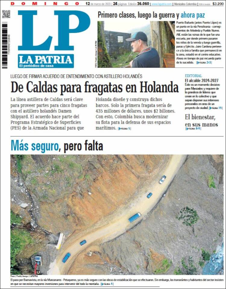 Portada de La Patria (Colombia)