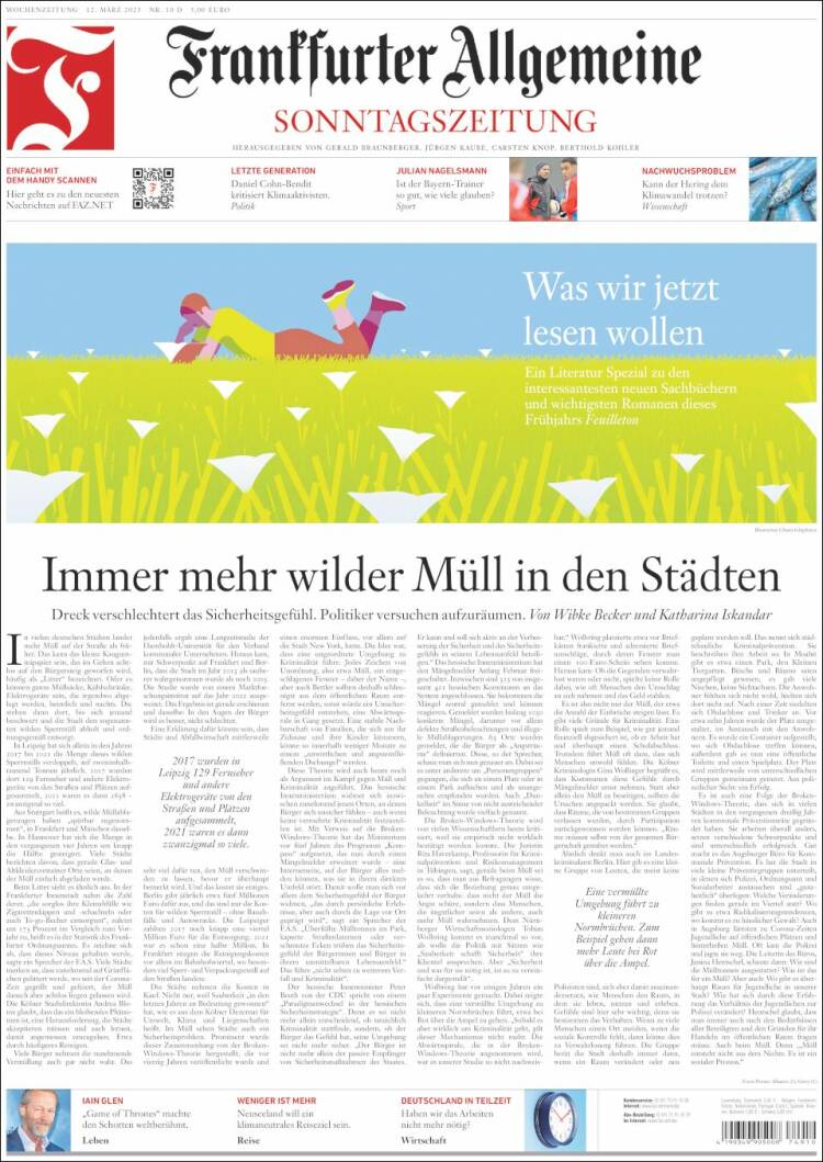 Portada de Frankfurter Allgemeine (Alemania)