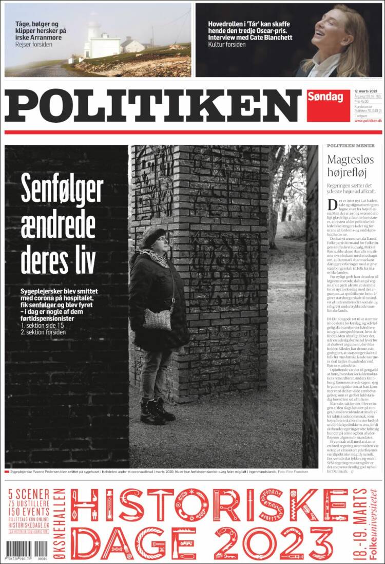 Portada de Politiken (Dinamarca)