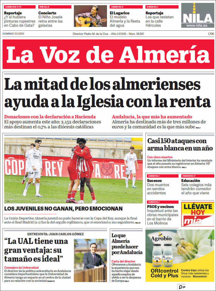 Portada de La Voz de Almería (España)