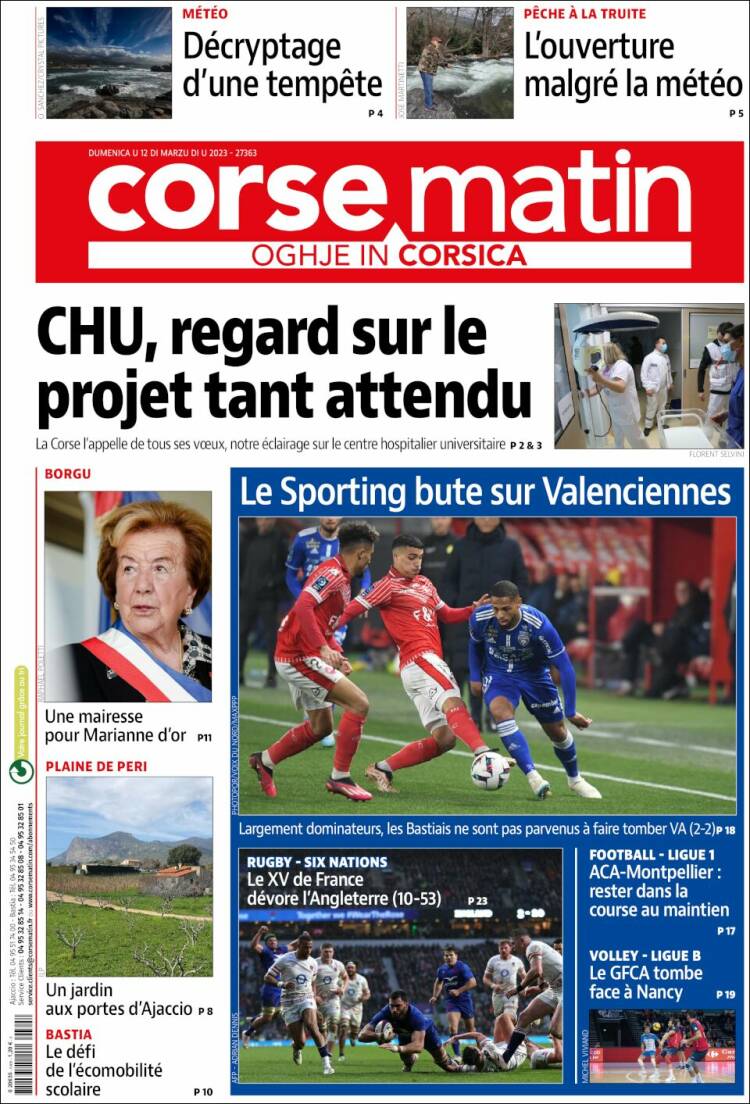 Portada de Corse-Matin (Francia)