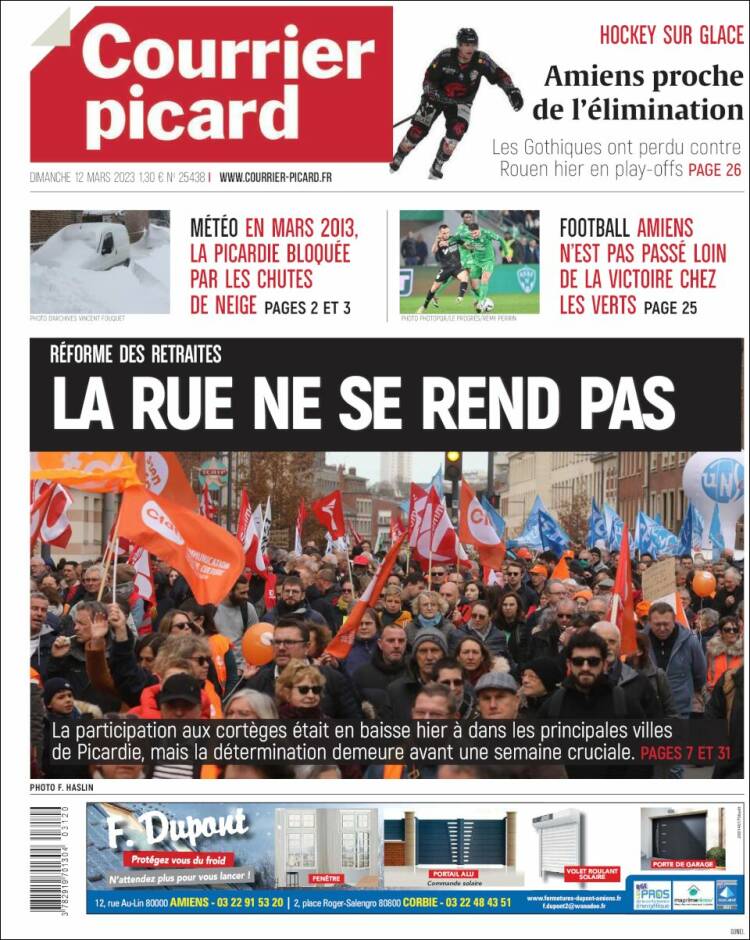 Portada de Courrier Picard (Francia)