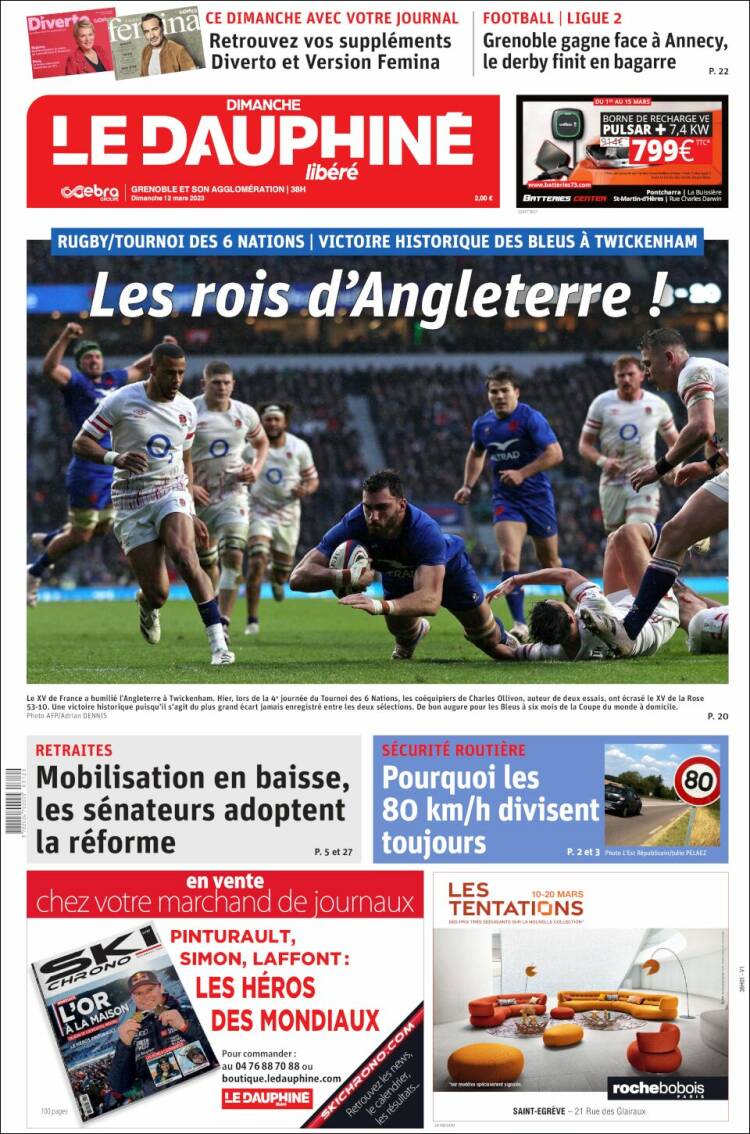Portada de Le Dauphiné Libéré (Francia)